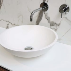 bowl sink with modern faucet